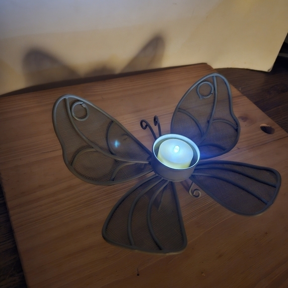 Vintage Iron and Metal Mesh Butterfly Votive Candle Holder - Picture 5 of 10